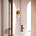 Бра с декором в виде хрустальных трубочек Nembus Brass Round Glass Wall Lamp варинант исполнения - 2 | Loft Concept в Костроме