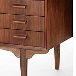 Дизайнерский письменный стол округлой формы с 4-мя ящиками и дверкой с полочками Rili варинант исполнения - 5 | Loft Concept в Костроме