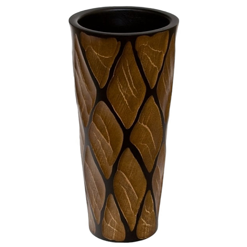 Ваза деревянная Vase of Thailand Коричневый Черный в Костроме | Loft Concept 