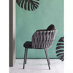 Стул мягкий с декором в виде плетеных лент на спинке и подлокотниках Semicircular Chair Decorated with Ribbons варинант исполнения - 2 | Loft Concept в Костроме