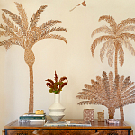 Обои с вышивкой ручной работы Deco Palms Raffia on linen варинант исполнения - 2 | Loft Concept в Костроме