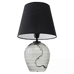 Настольная лампа с черным тканевым абажуром и фактурным прозрачным основанием Black Cone варинант исполнения - 2 | Loft Concept в Костроме