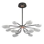 Люстра черного цвета с 12-ю прозрачными плафонами овальной формы Iona chandelier варинант исполнения - 1 | Loft Concept в Костроме