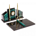 Настольный письменный набор из змеевика с часами Successful Leader варинант исполнения - 2 | Loft Concept в Костроме