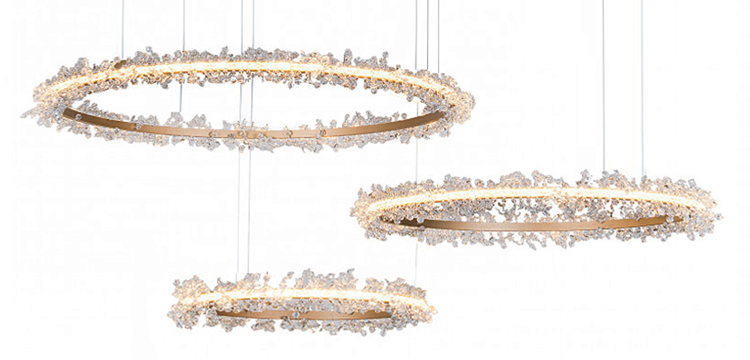 Люстра Crystal round chandelier Люстра 3 кольца Матовое Золото Люстра Crystal round chandelier Люстра 3 кольца Матовое Золото - Loft-Concept в Костроме