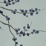 Обои ручная роспись Cherry Tree Original colourway on Adam Grey dyed silk варинант исполнения - 1 | Loft Concept в Костроме