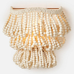 Настенный светильник с подвесками из деревянных бусин молочного цвета Wooden Beads Wall Lamp варинант исполнения - 5 | Loft Concept в Костроме