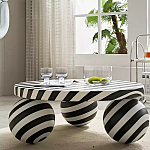 Дизайнерский журнальный стол круглый в чёрно-белую полоску Mypel варинант исполнения - 2 | Loft Concept в Костроме