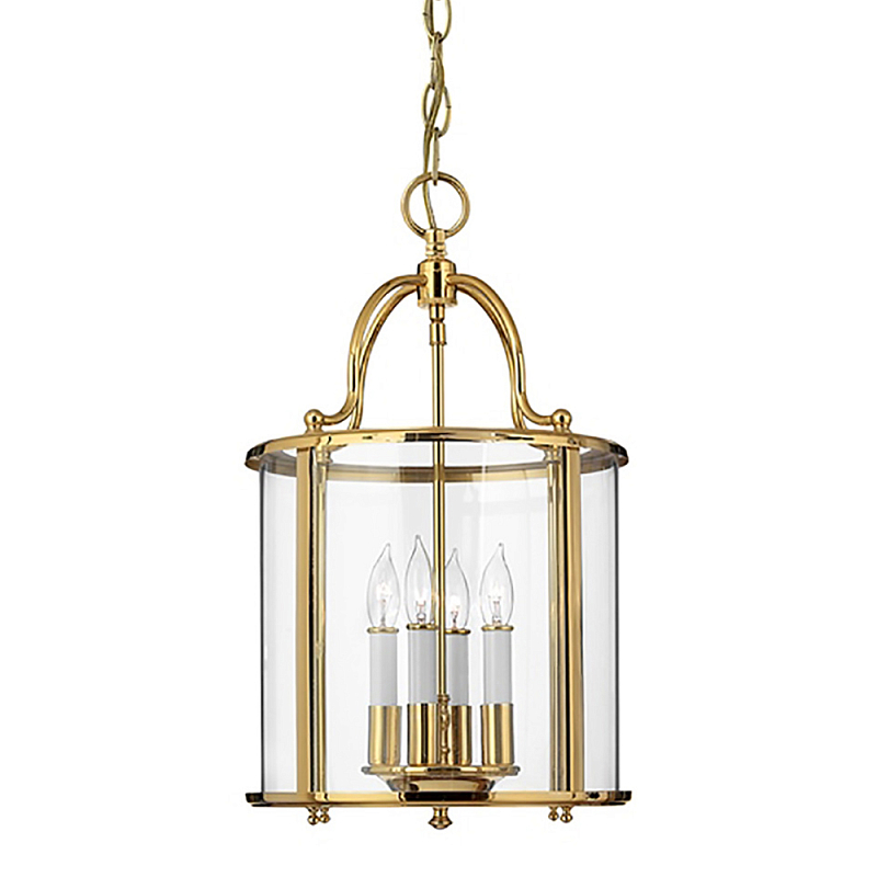 Подвесной светильник с прозрачным стеклянным цилиндрическим плафоном в классическом стиле на цепи Hinkley Латунь Прозрачное Стекло Олово Никель в Костроме | Loft Concept 