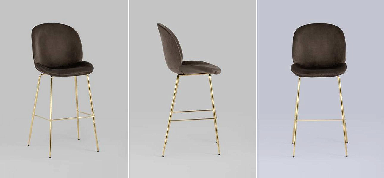 Барный Стул Коричневый Велюр Vendramin Chair Барный Стул Коричневый Велюр Vendramin Chair - Loft-Concept в Костроме