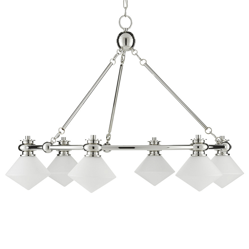 Люстра с ромбовидными плафонами Pointed Diamond Shade Никель Белый Люстра с ромбовидными плафонами Pointed Diamond Shade Никель Белый в Костроме | Loft Concept
