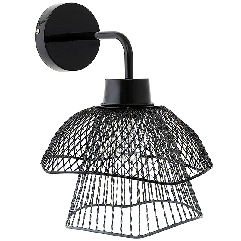 Бра с сетчатым металлическим абажуром Black Mesh Lampshade Черный Бра с сетчатым металлическим абажуром Black Mesh Lampshade Черный в Костроме | Loft Concept