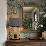 Настольная лампа с основанием из натурального камня c серым прямоугольным абажуром Lapis Tiburtinus варинант исполнения - 5 | Loft Concept в Костроме