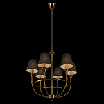 Люстра на металлическом основании бронзового цвета с 6-ю черными конусовидными абажурами Dignity варинант исполнения - 5 | Loft Concept в Костроме