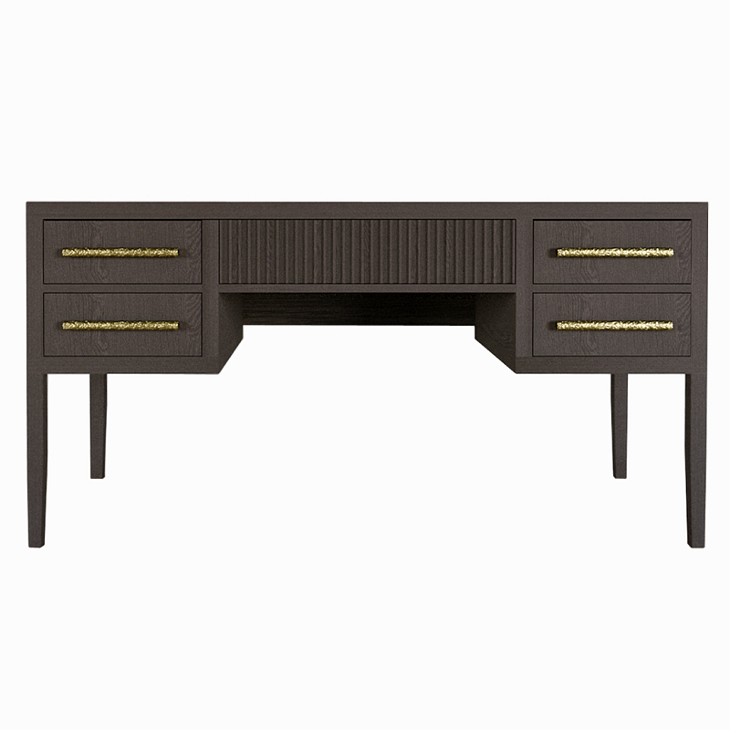 Большой Рабочий стол Primo с 5 выдвижными ящиками Темный орех Орех в Костроме | Loft Concept 