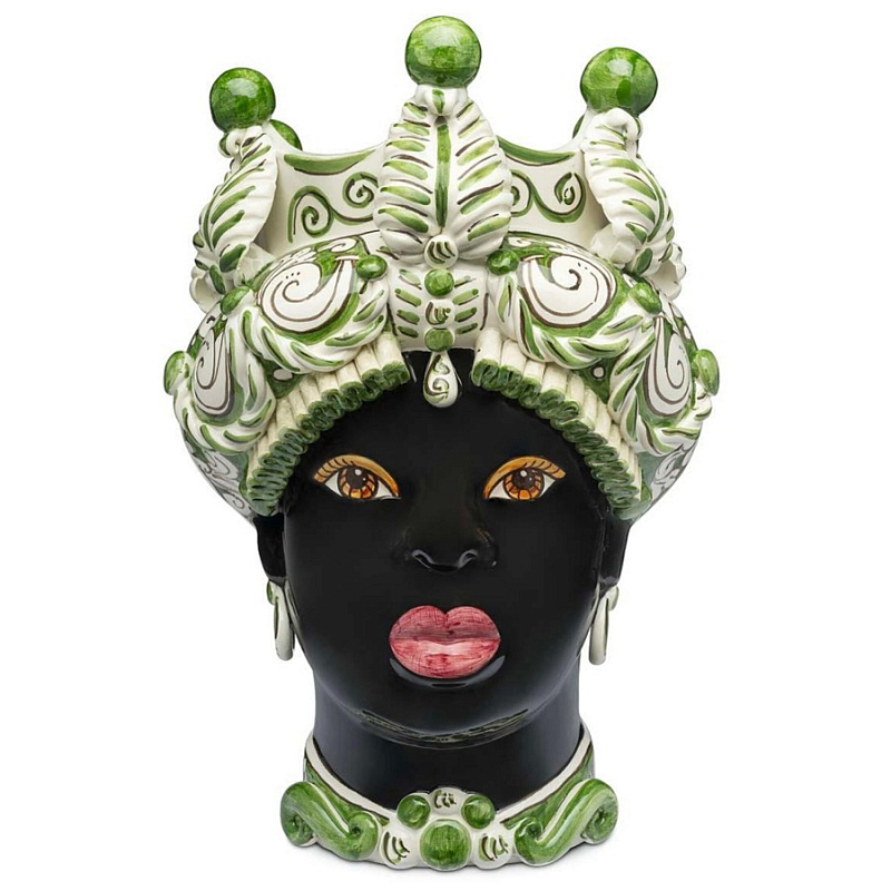 Ваза Vase Moro Lady Medium Leaves Dark Green Черный Зеленый Белый Ваза Vase Moro Lady Medium Leaves Dark Green Черный Зеленый Белый в Костроме | Loft Concept
