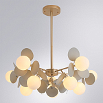 Люстра на штанге с 10-ю белым шарообразным плафоном и декоративными металлическими элементами в виде лепестков серого цвета Matisse варинант исполнения - 2 | Loft Concept в Костроме
