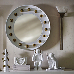 Зеркало белое с круглыми золотыми декоративными элементами Prince of the Church варинант исполнения - 3 | Loft Concept в Костроме