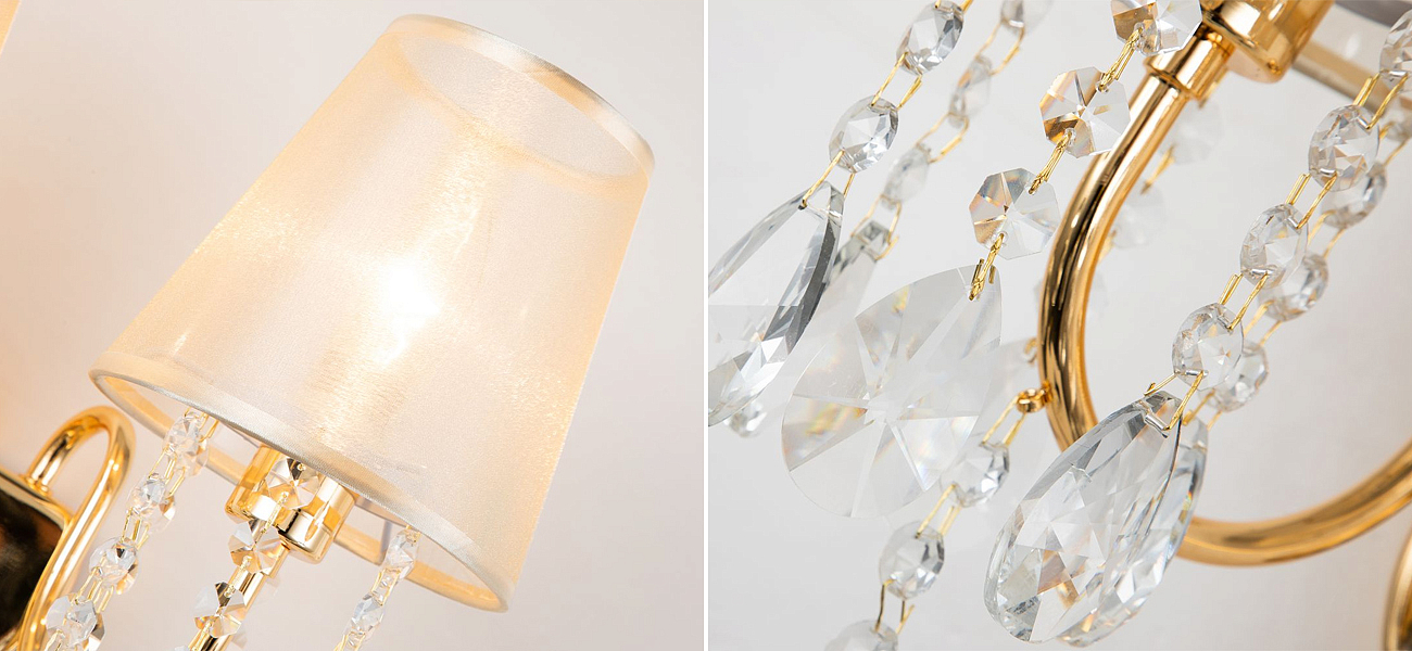 Двойное бра золотого цвета с хрустальным декором Dainty Light Двойное бра золотого цвета с хрустальным декором Dainty Light - Loft-Concept в Костроме