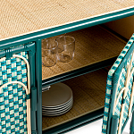 Комод для посуды из ротанга Felice Rattan Green варинант исполнения - 4 | Loft Concept в Костроме
