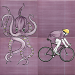 Плитка с узором Осьминог велосипедист варинант исполнения - 1 | Loft Concept в Костроме