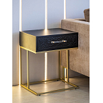 Приставной столик с резным узором на выдвижном ящике Black Table Carved Pattern варинант исполнения - 7 | Loft Concept в Костроме