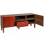 ТВ-тумба красная из массива бука с 2-мя дверками и ящиком Wenge Light варинант исполнения - 4 | Loft Concept в Костроме