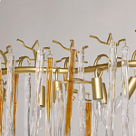 Люстра линейная золотого цвета с декоративными ветвями и длинными стеклянными подвесками в форме сосулек Droplet Chandelier варинант исполнения - 8 | Loft Concept в Костроме