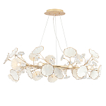 Люстра круглая с белыми лепестками из керамики и прозрачными хрустальными цветками Диаметр 82 см Wintery flovers варинант исполнения - 3 | Loft Concept в Костроме