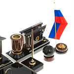 Настольный письменный набор с часами из природного камня обсидиана Peace Contract варинант исполнения - 5 | Loft Concept в Костроме