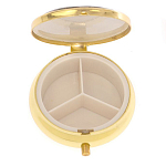 Таблетница карманная круглая с 3-мя отделениями и накладкой из натурального камня Серафинит Gold Stone Pillboxes варинант исполнения - 3 | Loft Concept в Костроме