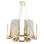 Люстра подвесная круглая с мраморными прямоугольными вставками и золотым основанием Диаметр 55 см Marble square Chandelier варинант исполнения - 1 | Loft Concept в Костроме