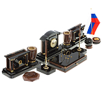 Настольный письменный набор с часами из природного камня обсидиана Peace Contract варинант исполнения - 2 | Loft Concept в Костроме