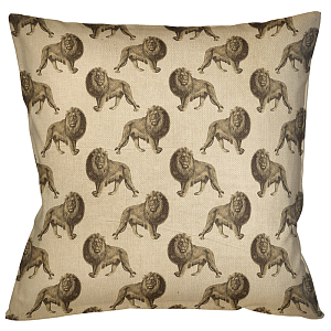 Декоративная подушка с узором из львов Home Safari Beige