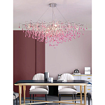 Люстра овальная с розовыми стеклянными подвесками в форме капель FAIRYTREE Light варинант исполнения - 4 | Loft Concept в Костроме