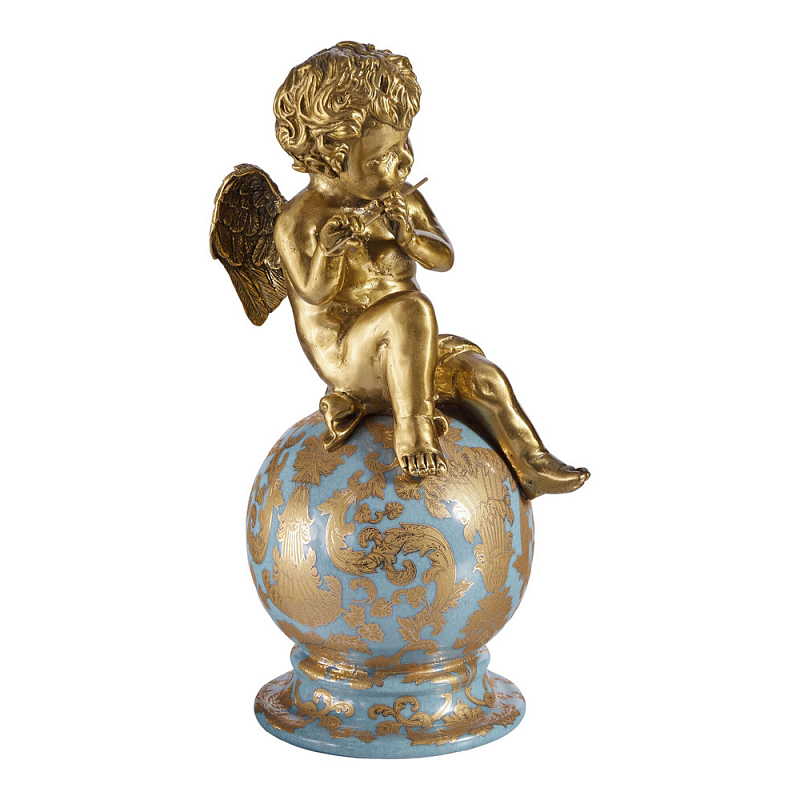 Фигурка Ангел с флейтой на шаре Seraphic Бронза Голубой в Костроме | Loft Concept 