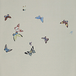 Обои ручная роспись Butterflies Icarus on Rose Shadow metallic silk варинант исполнения - 2 | Loft Concept в Костроме