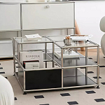 Дизайнерский журнальный стол квадратный с полками Akydy варинант исполнения - 2 | Loft Concept в Костроме