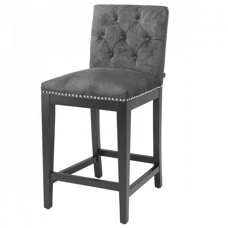 Полубарный стул Eichholtz Counter Stool Domino Серый Черный Никель Полубарный стул Eichholtz Counter Stool Domino Серый Черный Никель в Костроме | Loft Concept