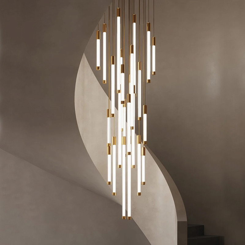 Люстра в современном стиле с 30-ю каскадными светодиодными лампами Golden LED Rain Золотой Белый Люстра в современном стиле с 30-ю каскадными светодиодными лампами Golden LED Rain Золотой Белый в Костроме | Loft Concept