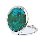 Зеркало карманное складное круглое из натурального камня Малахит с Хризоколлой в подарочной упаковке Silver Stone Mirrors варинант исполнения - 2 | Loft Concept в Костроме