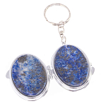 Зеркало брелок карманное двухстороннее из натурального камня Лазурит Stone Mirrors варинант исполнения - 2 | Loft Concept в Костроме