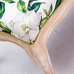 Банкетка из натурального бука золотистая с изображением птиц и цветов Blooming Birds варинант исполнения - 2 | Loft Concept в Костроме