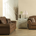 Настольная лампа с фарфоровым основанием бежевого цвета с рисунком и плиссированным абажуром на темной подставке Elstead Lighting варинант исполнения - 11 | Loft Concept в Костроме