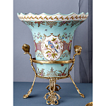 Ваза из голубого фарфора с рисунком птиц и цветов и декоративными элементами Blue Garden варинант исполнения - 7 | Loft Concept в Костроме