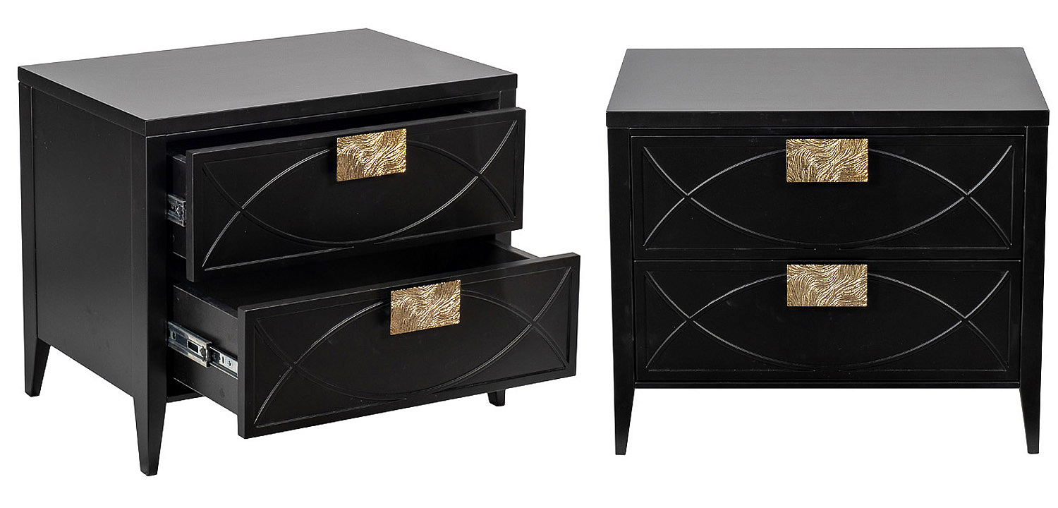 Тумба с 2-мя ящиками Amelie Black Nightstand Черная Тумба с 2-мя ящиками Amelie Black Nightstand Черная - Loft-Concept в Костроме