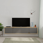 ТВ-тумба подвесная цвета древесины с 4-мя темно-серыми дверцами SPARK TV STAND OAK ANTHRACITE варинант исполнения - 1 | Loft Concept в Костроме