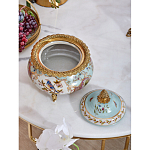 Шкатулка с крышкой из голубого фарфора с риунком птиц и цветов Blue Garden варинант исполнения - 4 | Loft Concept в Костроме