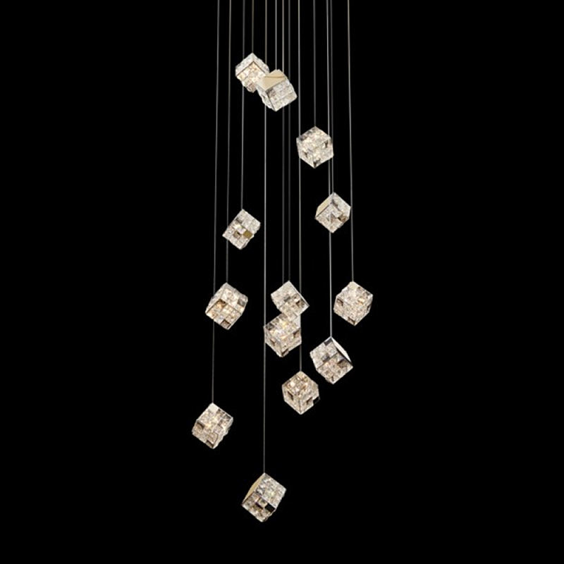 Люстра каскадная с мозаичным хрустальным оформлением Sparks of Crystal Прозрачный Хром Золотой Люстра каскадная с мозаичным хрустальным оформлением Sparks of Crystal Прозрачный Хром Золотой в Костроме | Loft Concept