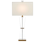 Настольная лампа с прозрачным корпусом и прямоугольным тканевым абажуром Charm and Luxury варинант исполнения - 2 | Loft Concept в Костроме